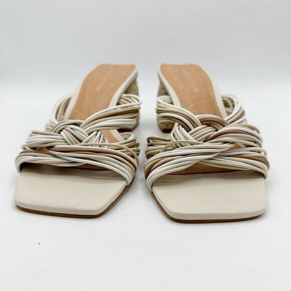 Andre Assous Cream/Tan Kelsie Twist Mule Slide Jute Chunky Heel Sandal (Women) 9 - Picture 6 of 15